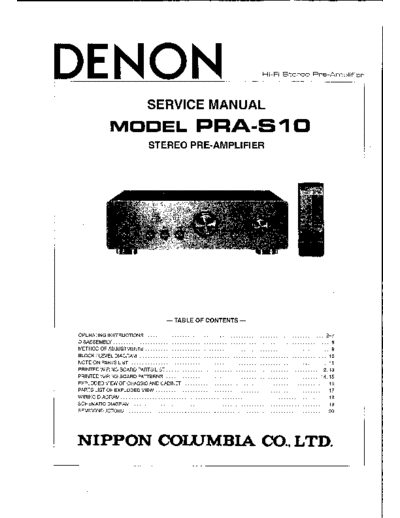 DENON  PRA-S10  DENON Stereo Pre Amplifier Stereo Pre Amplifier Denon - PRA-S10  PRA-S10.PDF