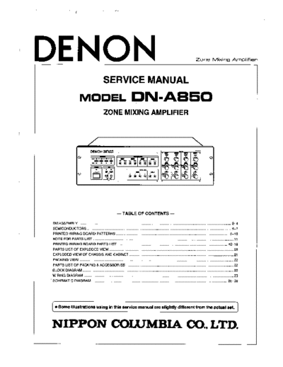 DENON  DN-A850  DENON Zone Mixing Amplifier Zone Mixing Amplifier Denon - DN-A850  DN-A850.PDF