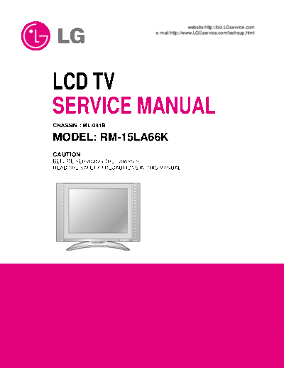 LG RM-15LA6R LCD TV Service Manual  LG LCD LG_RM-15LA6R_LCD_TV_Service_Manual.zip