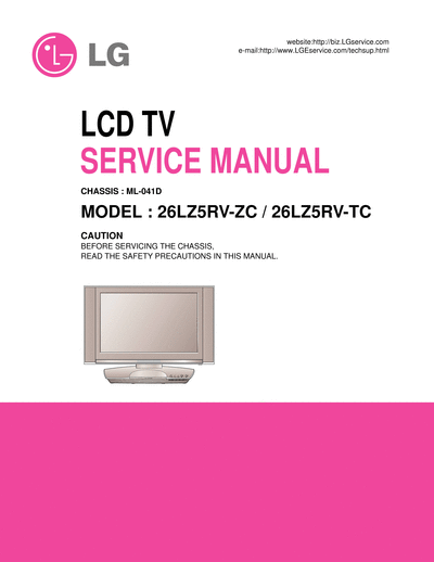LG 26LZ5RV Service Manual  LG LCD 26LZ5RV Service Manual.zip