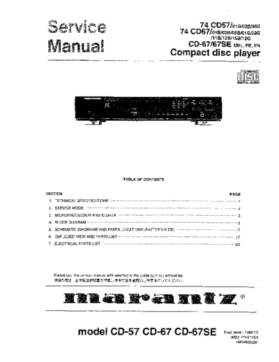 Marantz CD-57 & 67 & 67SE  Marantz CD CD-57 & 67 & 67SE CD-57 & 67 & 67SE.pdf