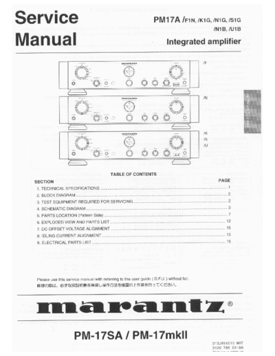 Marantz PM-17SA & 17MKII  Marantz PM PM-17SA & 17MKII PM-17SA & 17MKII.pdf