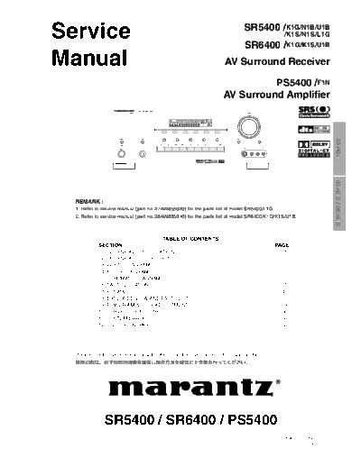 Marantz SR-5400 & 6400  Marantz SR SR-5400 & 6400 SR-5400 & 6400.pdf