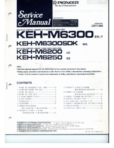 Pioneer KEH-M6250  Pioneer Car Audio KEH-M6250 KEH-M6250.rar