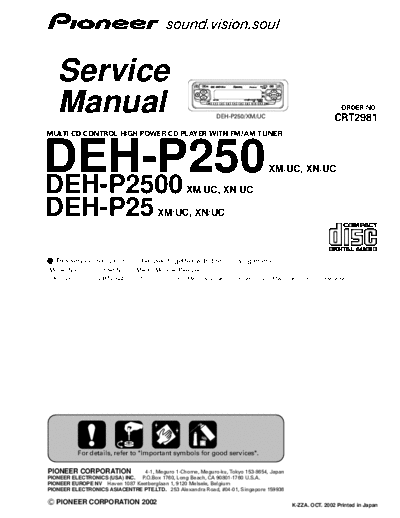 Pioneer DEH-P250 & P2500 & P25  Pioneer DEH DEH-P250 & P2500 & P25 DEH-P250 & P2500 & P25.pdf