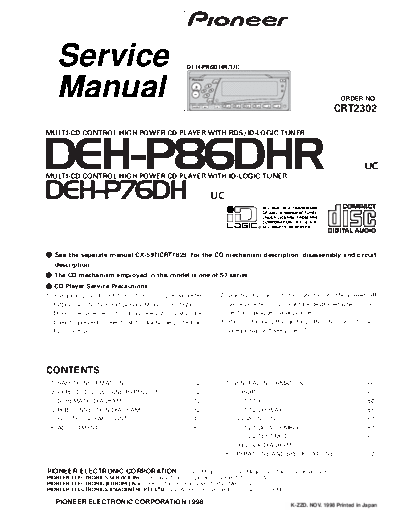 Pioneer DEH-P86DHR,P76DH  Pioneer DEH DEH-P86DHR & P76DH Pioneer_DEH-P86DHR,P76DH.pdf