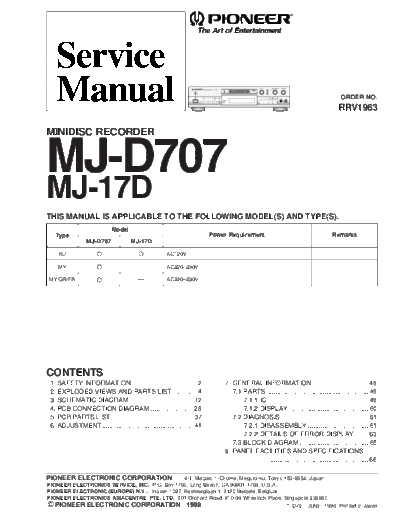 Pioneer MJ-D707 MJ-17D  Pioneer MJ MJ-D707 & MJ-17D MJ-D707_MJ-17D.pdf