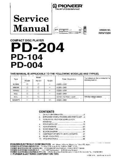 Pioneer PD-004 104 204 (RRV1324)  Pioneer PD PD-004 & PD-104 & PD-204 PD-004_104_204 (RRV1324).pdf