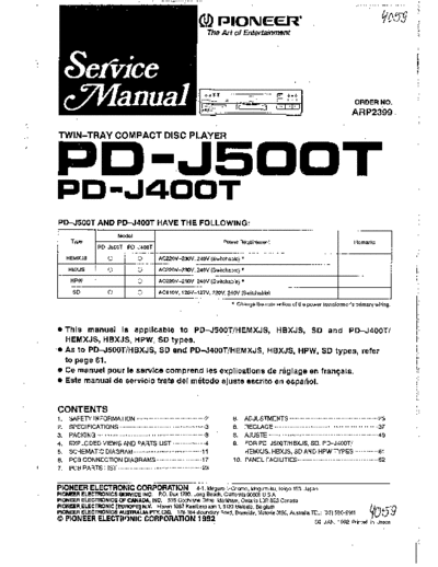 Pioneer PD-J400T PD-J500T  Pioneer PD PD-J400T & PD-J500T PIONEER_PD-J400T PD-J500T.pdf