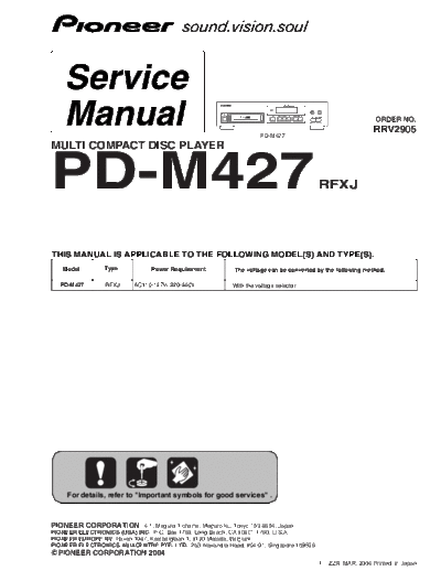 Pioneer PD-M427 (RRV2905)  Pioneer PD PD-M427 & PD-M407 PD-M427 (RRV2905).pdf
