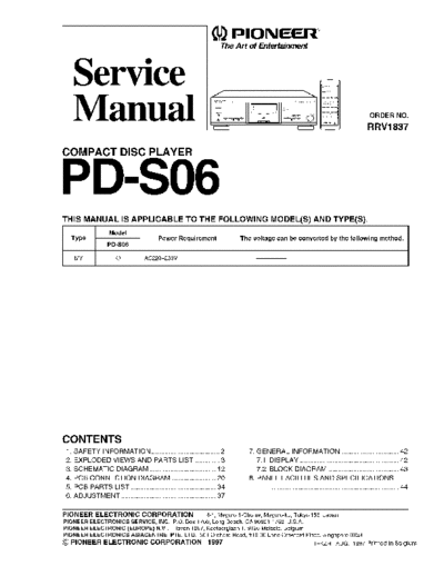 Pioneer PD-S06 (RRV1837)  Pioneer PD PD-S06 PD-S06 (RRV1837).pdf