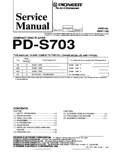 Pioneer PD-S703 (RRV1146)  Pioneer PD PD-S703 PD-S703 (RRV1146).pdf