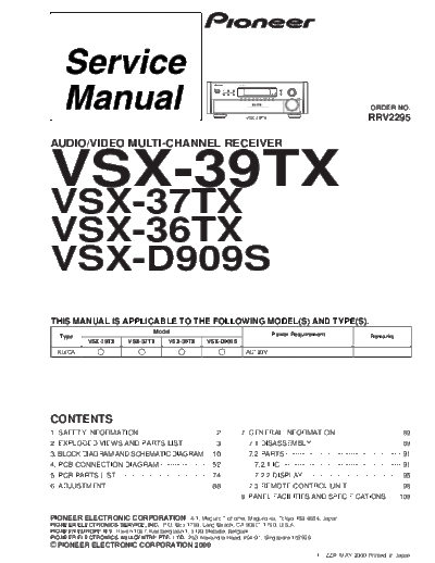 Pioneer VSX-39 & VSX-37 & VSX-36 & VSX-D909  Pioneer VSX VSX-39 & VSX-37 & VSX-36 & VSX-D909 VSX-39 & VSX-37 & VSX-36 & VSX-D909.pdf