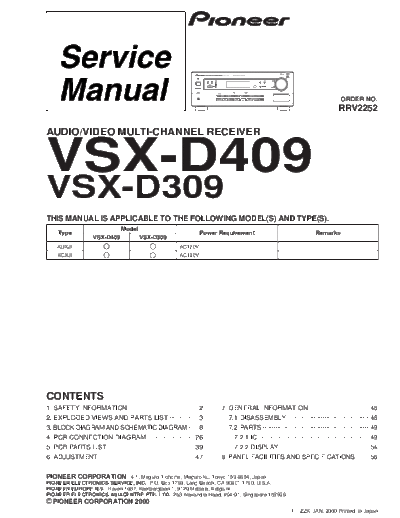 Pioneer VSX-D409 VSX-D309  Pioneer VSX VSX-D409 & VSX-D309 VSX-D409_VSX-D309.pdf