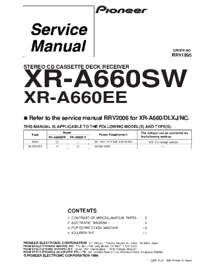 Pioneer XR-A660SW  Pioneer XR XR-A660SW XR-A660SW.PDF