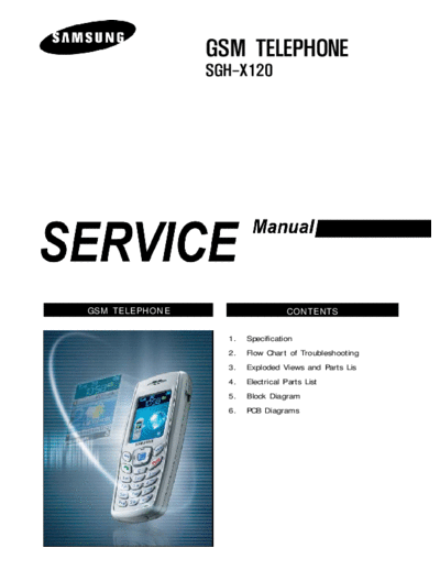 Samsung SGH-X120 svc manual  Samsung GSM SGH-X120 svc manual.rar