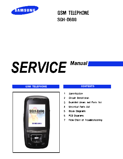 Samsung SGH-D600 service manual  Samsung GSM Samsung SGH-D600 service manual.pdf