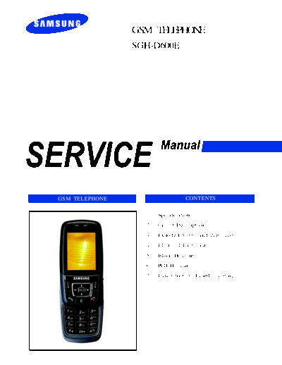 Samsung SGH-D600E service manual  Samsung GSM Samsung SGH-D600E service manual.pdf