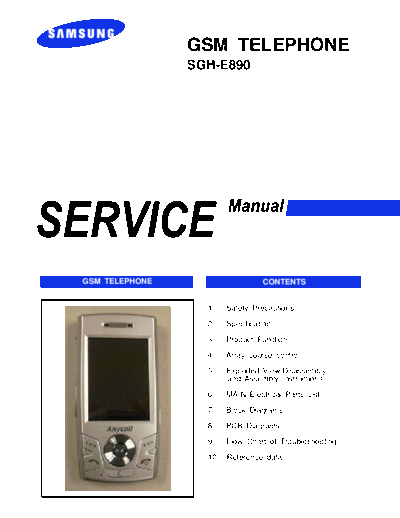 Samsung SGH-E890 service manual  Samsung GSM Samsung SGH-E890 service manual.pdf