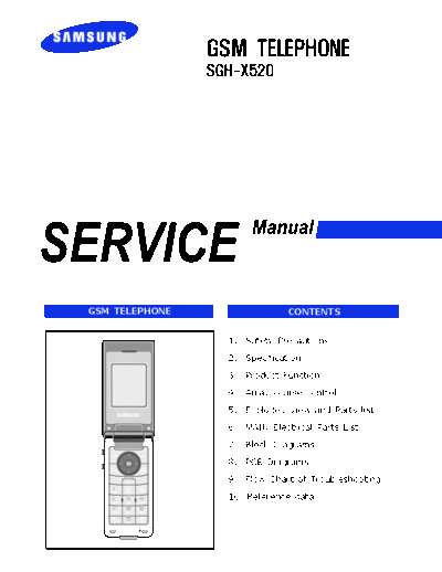 Samsung SGH-X520 service manual  Samsung GSM Samsung SGH-X520 service manual.pdf