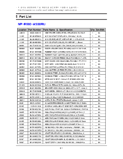 Samsung Part List  Samsung Laptop NP-R560      Samsung NP-R560 Part List.pdf