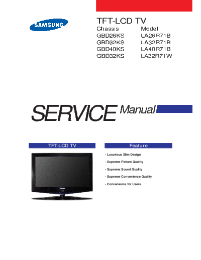 Samsung LCD  -LA32R71W  Samsung LCD TV LA32R71W LCD SAMSUNG-LA32R71W.rar