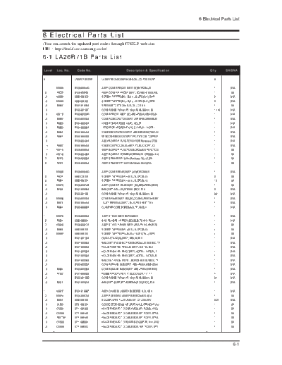 Samsung 11 Electrical Part List  Samsung LCD TV LA32R71W 11_Electrical Part List.pdf