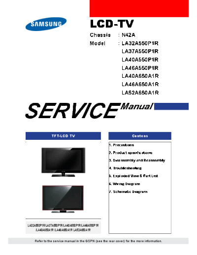 Samsung la32a550p1r 37a550p1r 40a550p1r 46a550p1r 40a650a1r 46a650a1r 52a650a1r chassis n42a  Samsung LCD TV LA32A550 chassis samsung_la32a550p1r_37a550p1r_40a550p1r_46a550p1r_40a650a1r_46a650a1r_52a650a1r_chassis_n42a.rar