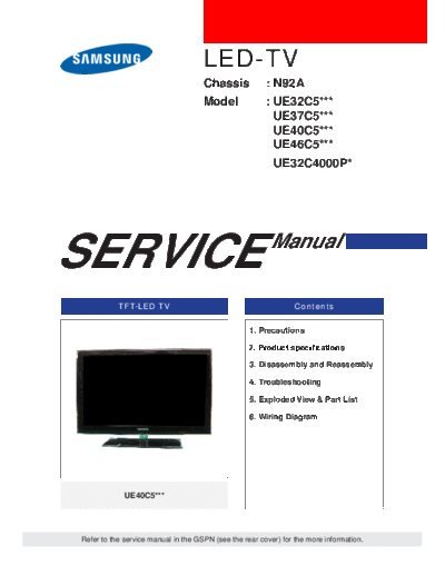 Samsung LED-TV UE32 37-40 46C5xxx, UE32C4000Px N92A.part1  Samsung LED TV N92A chassis SAMSUNG LED-TV UE32_37-40_46C5xxx, UE32C4000Px N92A.part1.rar