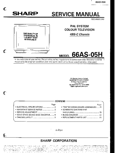 Sharp 66AS-05H  Sharp TV 66AS-05H.PDF