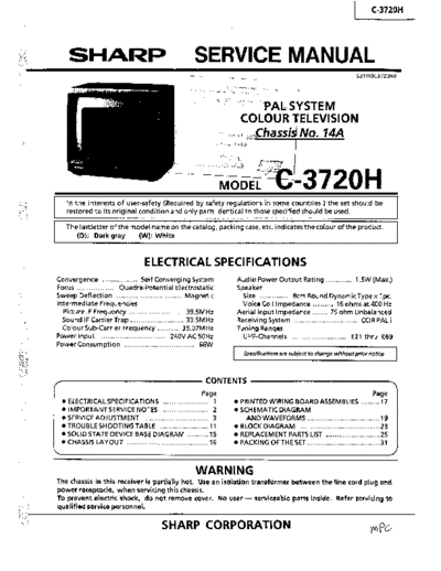 Sharp C-3720H  Sharp TV C-3720H.PDF