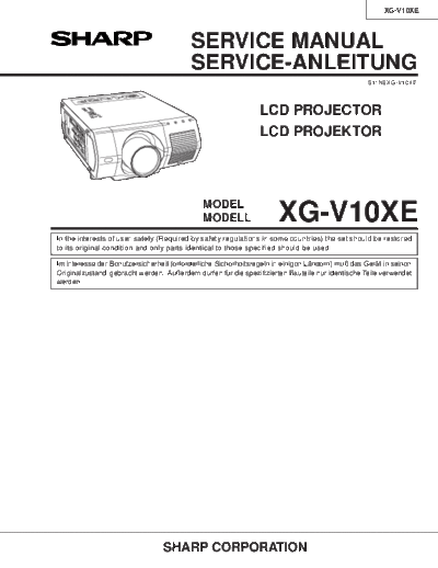 Sharp XG-V10XE  Sharp PROJECTORs XG-V10XE.pdf