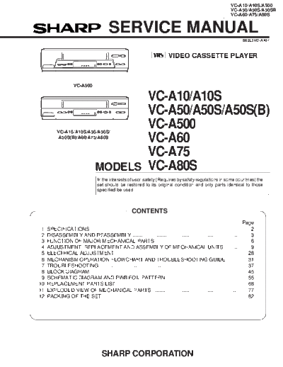 Sharp VC-A10 50 60 75  80  Sharp VCR & VCP VC-A10_50_60_75__80.pdf