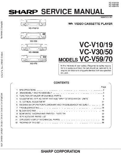 Sharp VC-V10 19 30 50 59 70  Sharp VCR & VCP VC-V10_19_30_50_59_70.pdf