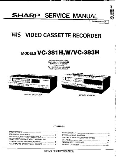 Sharp VC-381,VC-383  Sharp VIDEO VC-381,VC-383.PDF