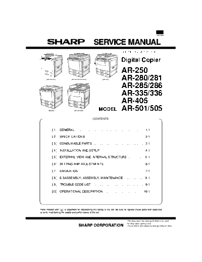 Sharp AR 505 Service Manual  Sharp Copiers AR505 Sharp AR 505 Service Manual.pdf