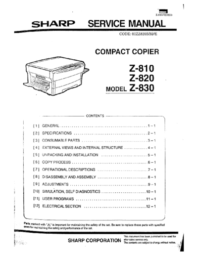 Sharp Service Manual  Sharp Copiers Z810 820 830 Service Manual.pdf