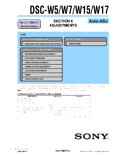 Sony DSC-W5 W7 W15 W17 ADJUSTMENTS  Sony Camera DSC-W5_W7_W15_W17_ADJUSTMENTS.rar