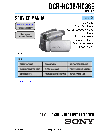 Sony DCR-HC36, HC36E Level 2  Sony Camera SONY DCR-HC36, HC36E Level 2.pdf