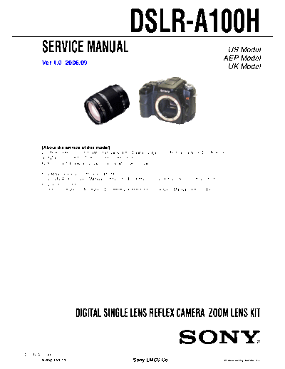 Sony DSLR-A100  Sony Camera SONY_DSLR-A100.rar
