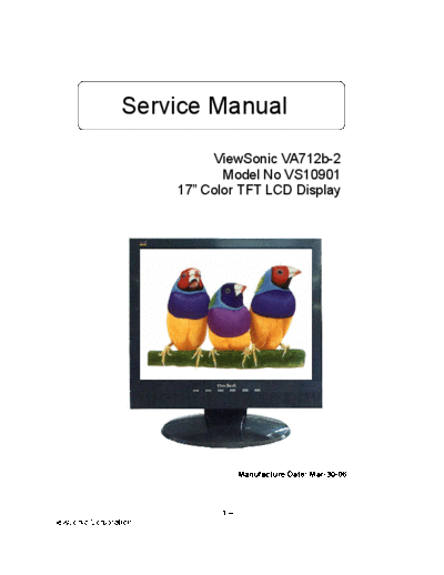 Viewsonic VA712b-2 SERVICE MANUAL-- A01  Viewsonic  LCD  LCD Viewsonic VA712-2 VA712-2 VA712b-2 SERVICE MANUAL-- A01.pdf