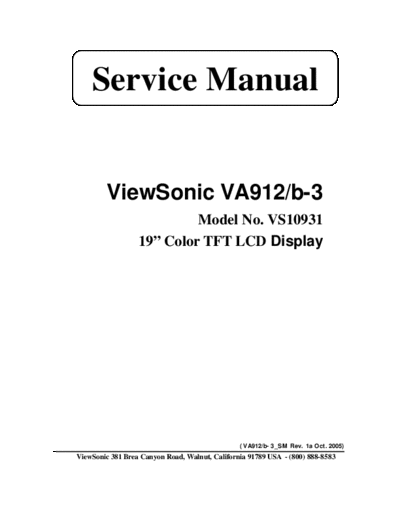 Viewsonic va912-3 va912b-3 sm 1a  Viewsonic  LCD  LCD Viewsonic VA912B-3 VA912b-3 va912-3_va912b-3_sm_1a.pdf