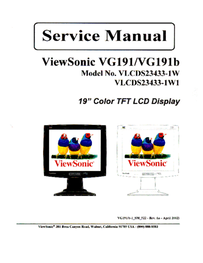 Viewsonic VG191-VG191b SM 1a  Viewsonic  LCD  LCD Viewsonic VG191-1 VG191-1 VG191-VG191b_SM_1a.pdf