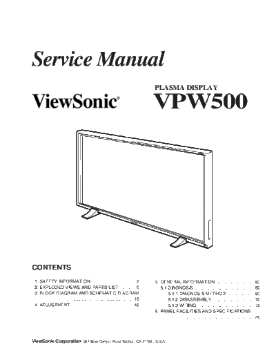 Viewsonic vpw500 SM 1a  Viewsonic  LCD  LCD Viewsonic VPW500 VPW500 vpw500_SM_1a.pdf