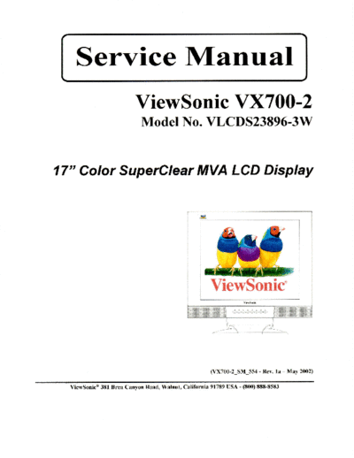 Viewsonic vx700-2 SM 1a  Viewsonic  LCD  LCD Viewsonic VX700 VX700 vx700-2_SM_1a.pdf