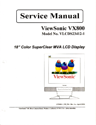 Viewsonic VX800-1 SM 1a  Viewsonic  LCD  LCD Viewsonic VX800 VX800 VX800-1_SM_1a.pdf