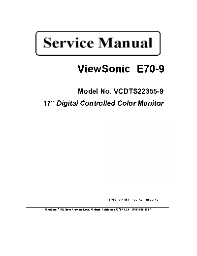 Viewsonic e70-9 service manual  Viewsonic     Viewsonic E70 E70 e70-9_service_manual.pdf