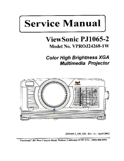 Viewsonic pj1065-2 sm 1a  Viewsonic   Viewsonic PJ1065 pj1065 pj1065-2_sm_1a.pdf