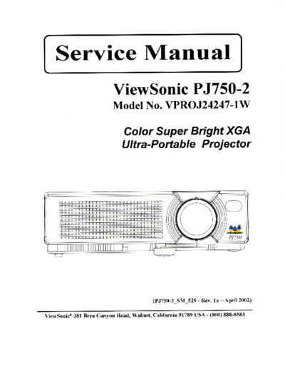 Viewsonic pj750-2 sm 1a  Viewsonic   Viewsonic PJ750-2 PJ750-2 pj750-2_sm_1a.pdf