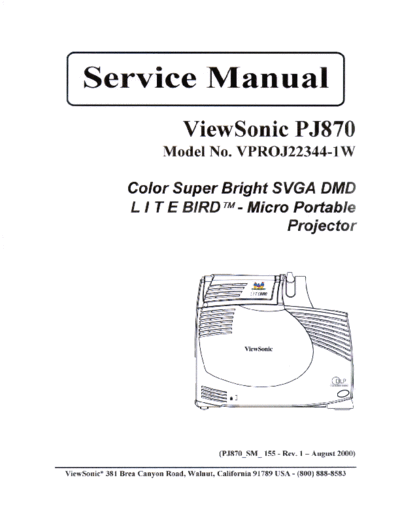 Viewsonic pj870 sm 1a  Viewsonic   Viewsonic PJ870-1 PJ870-1 pj870_sm_1a.pdf